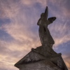 Watching the Skies.jpg. Keywords: Andy Morley;statue;sculpture;angel;sky;grave;tomb;stone;st dogmaels;llandudoch;cardigan;aberteifi